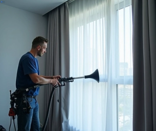 Professional commercial curtain cleaning process equipment Matty Curtain Cleaning algester
