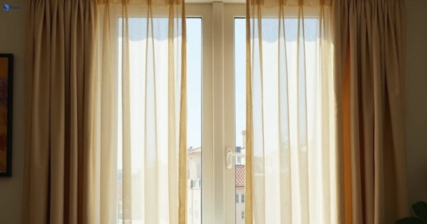 Dull dusty drapes in algester before professional cleaning